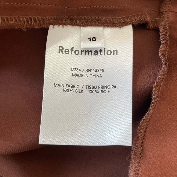 REFORMATION Isra Silk Brown 2 Piece Set Women's Plus Size 18 - Picture 10 of 12